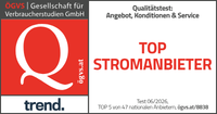 Siegel der Gesellschaft für Verbraucherstudien (ÖGVS) für "Top Stromanbieter" für das Jahr 2026